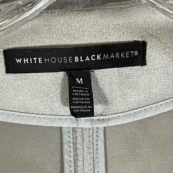 White House Black Market Ultra Suede Cropped Faux Moto Jacket Mercury Gray  M - Picture 6 of 13